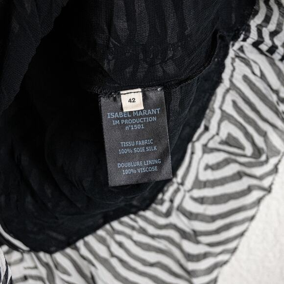 Isabel Marant Etoile Women's Ruched Tiered Silk Blouse Striped sz 42 - Picture 6 of 10